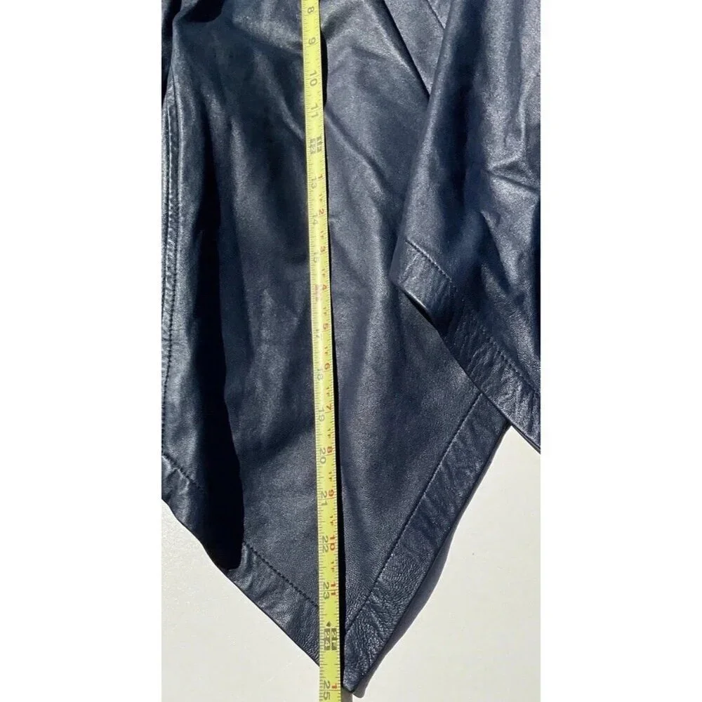 Vintage CYNTHIA ROWLEY Blue Cropped Jacket Women's Size Medium 100% Leather